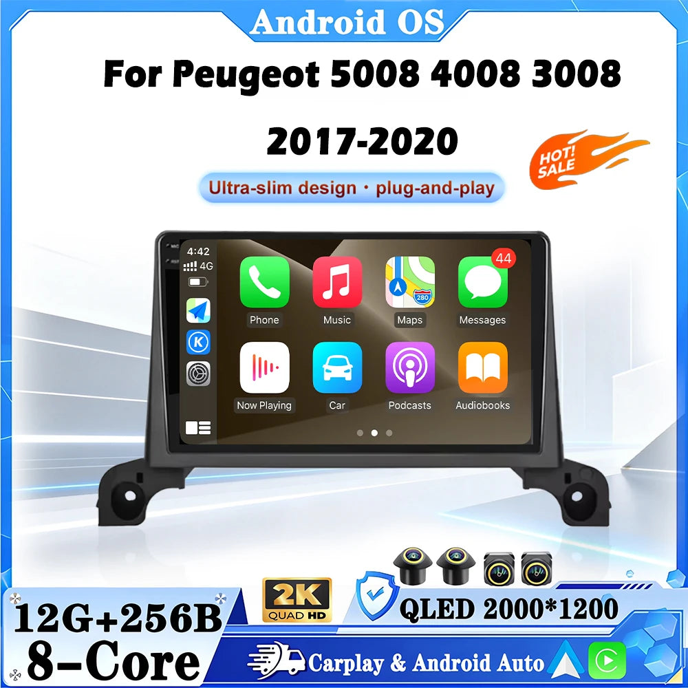 For Peugeot 5008 4008 3008 2017-2020 Radio Carplay Car Multimedia Player Intelligent Syste