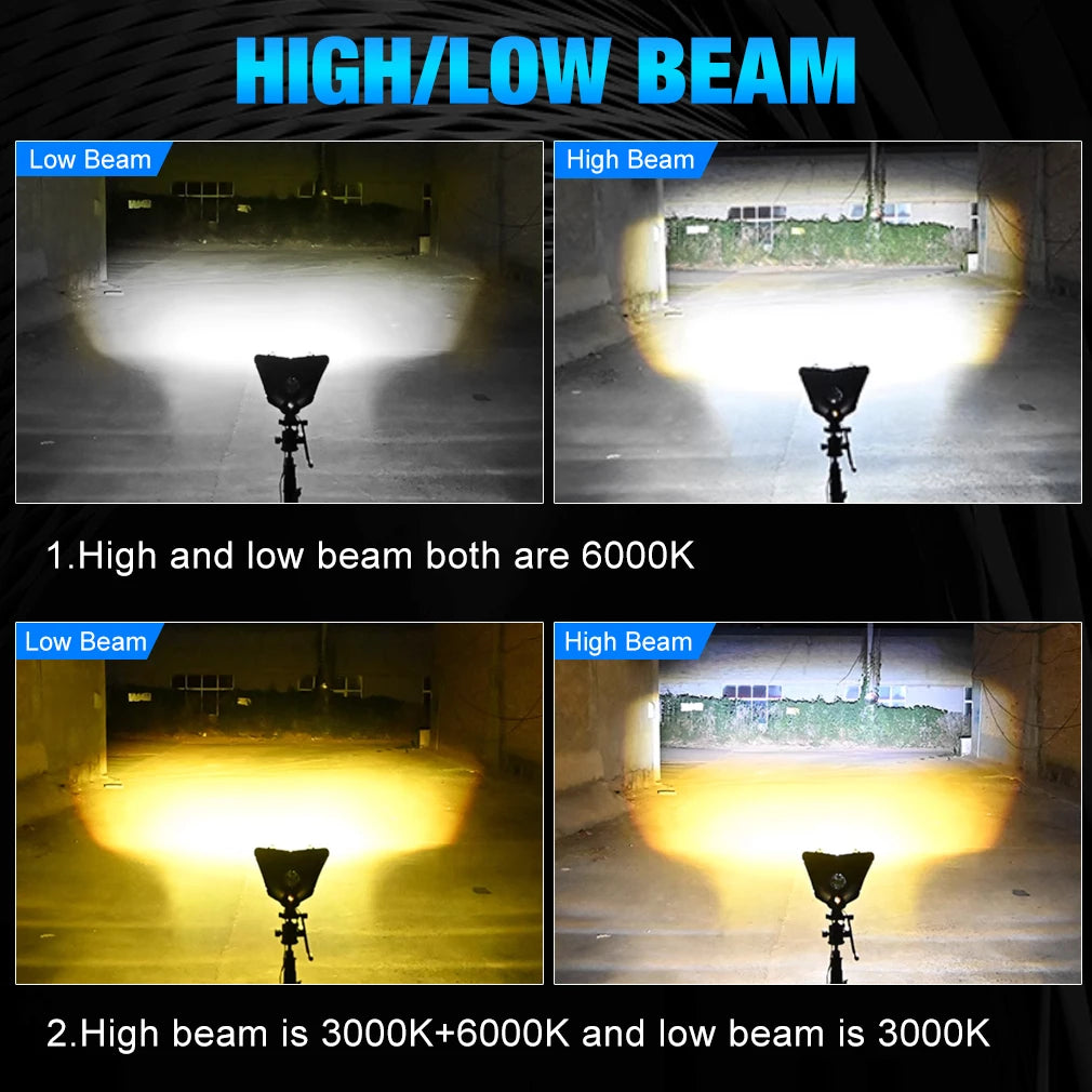 TOAUTO H4 LED Light Motorcycle Lens Projector Headlight BA20D 15W 12000LM Lens Moto H4 Bi