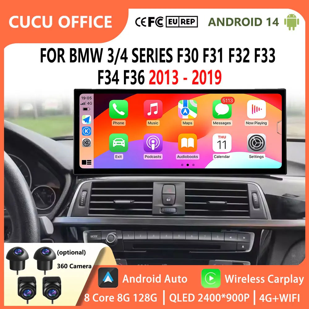 Android 15 GPS Navi Multimedia Player for BMW 3/4 Series F30/F31/F32/F33/F34/F36 2013-2019 | AUTOKITSHOP