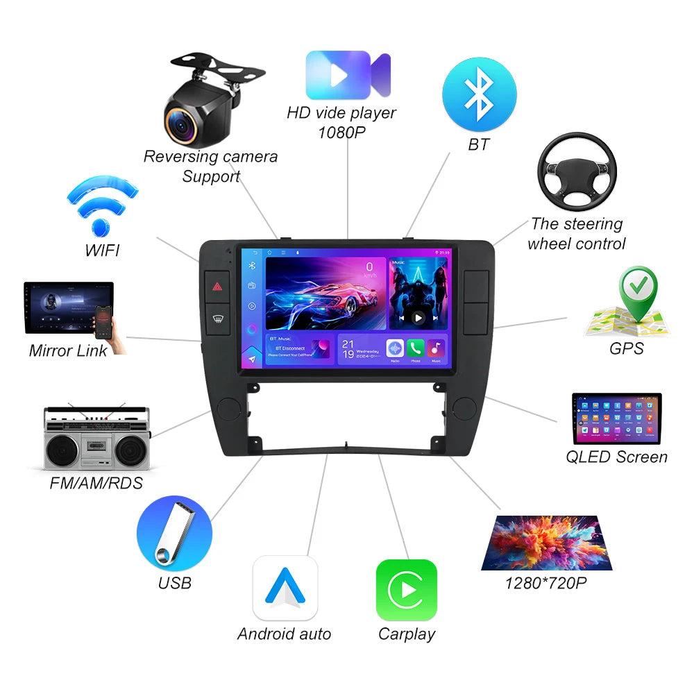 Android 16 For Volkswagen Passat B5 2000-2005 Autoradio Carplay Car Radio Multimedia Gps P | AUTOKITSHOP