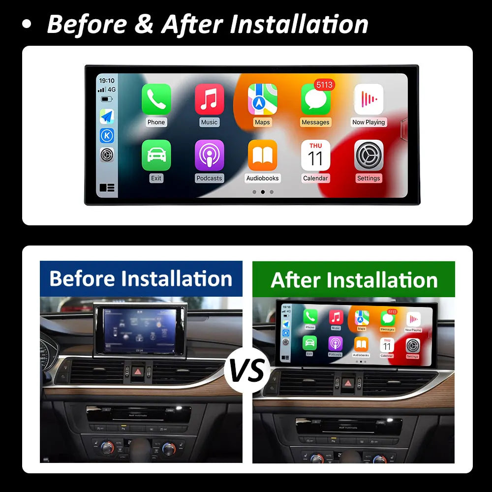 GPS Navigation Wireless Carplay for Audi A4L 2017 2018 2019 DSP Stereo 12.3-inch Android T | AUTOKITSHOP