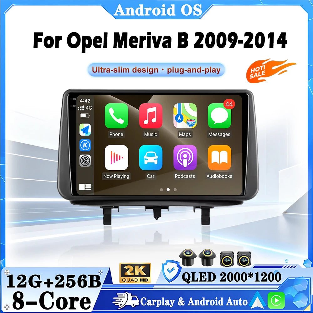 9" Android 16 Car Radio Stereo For Opel Meriva B 2009-2014 GPS Navigation Steering Wheel C