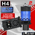 H4 LED Projector Mini Len Headlight Hi/Low Bulbs 75W 6000K Lens White White Hi Lo Beam Fog