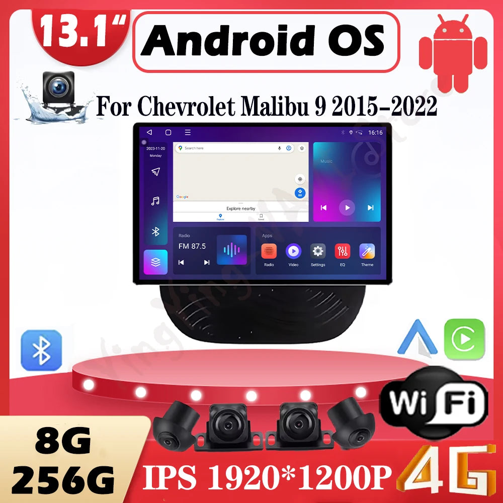 13.1inch CarPlay Auto Android 15 For Chevrolet Malibu 9 2015-2022 Car Radio GPS Navigation