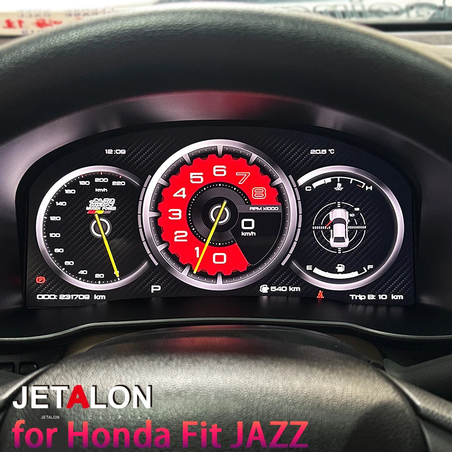 12.3Inch Car LCD Instrument For Honda Fit JAZZ LCD Panel Cluster Map Multiple Colorful UI