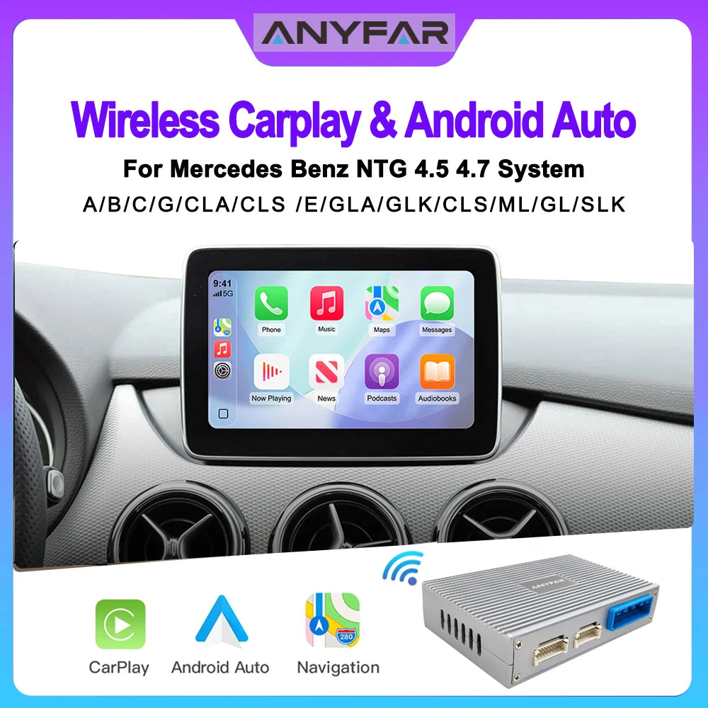Wireless CarPlay Android Auto for Mercedes Benz NTG4.5/4.7 A B C E Class GLA CLA GLK SLK C