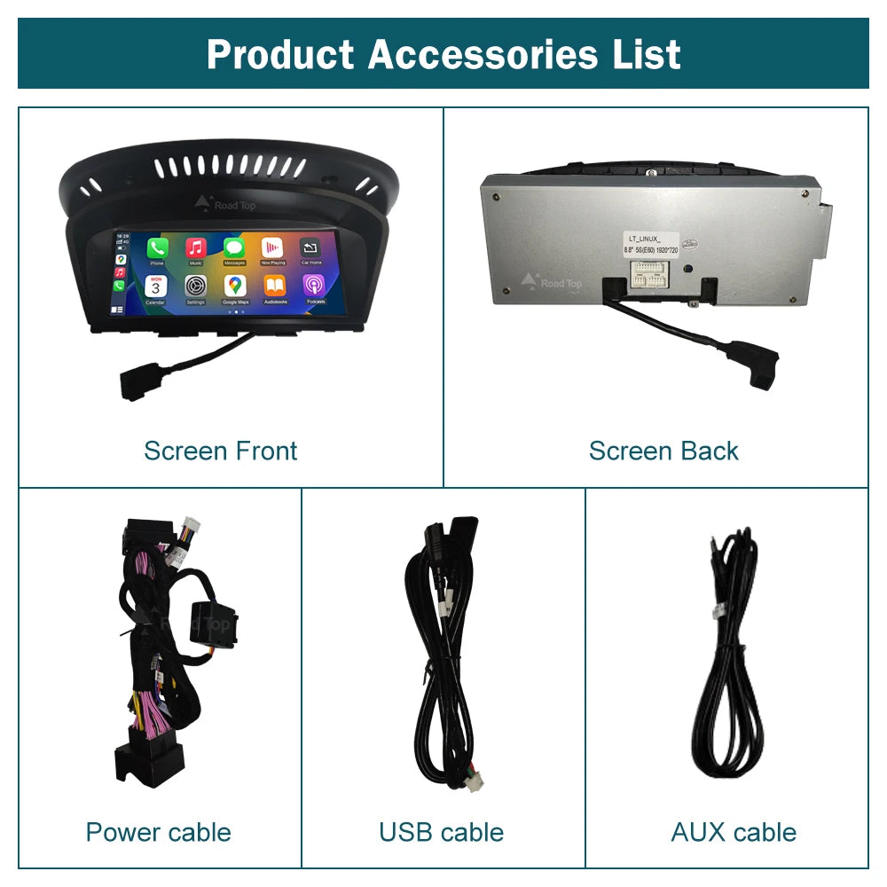 CN RoadTop 8.8' Wireless CarPlay Linux Screen Android Auto For BMW 5 Series E60 E61 2005-2