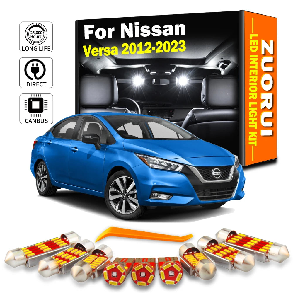 10-Piece LED Interior Light Kit for Nissan Versa 2012- 2017 - Canbus Dome Map Door Trunk Bulbs | AUTOKITSHOP