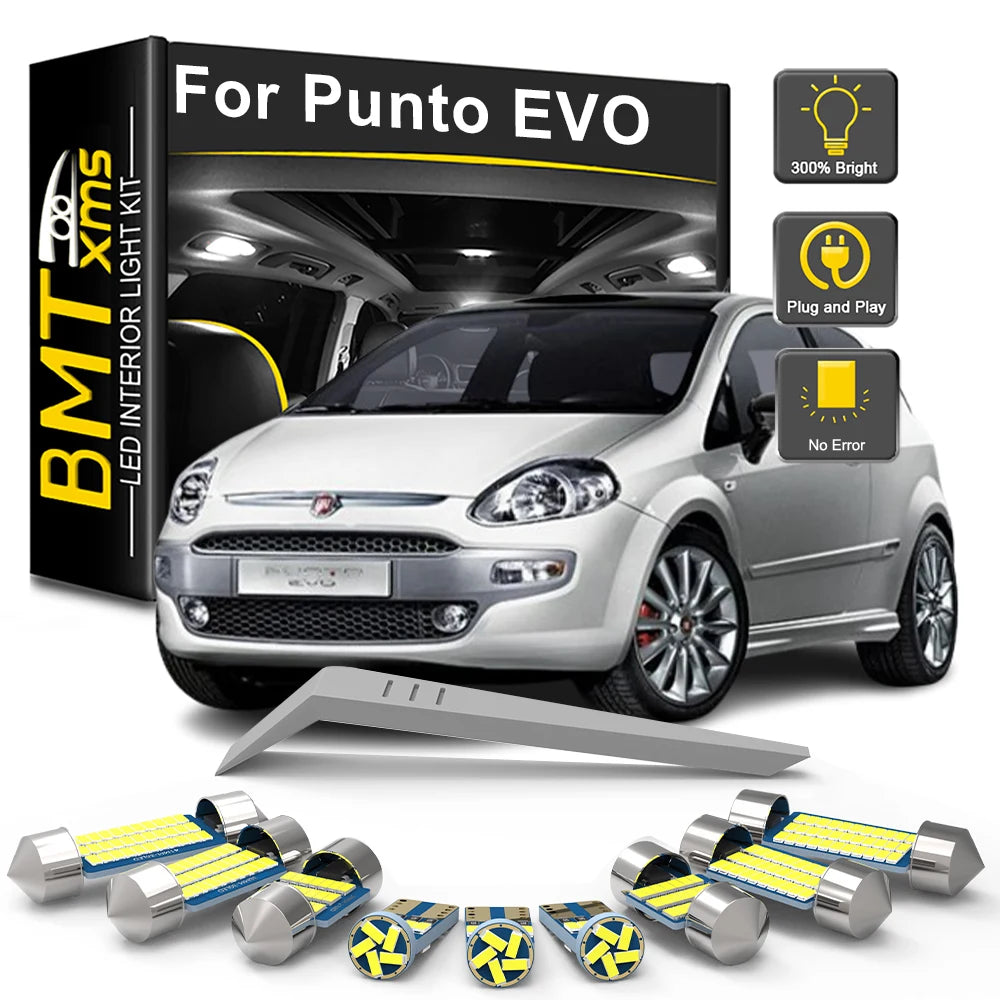 LED Interior Light Kit for Fiat Grande Punto 199 EVO 2005-2016 - Canbus Dome Map Door Trunk Bulbs | AUTOKITSHOP