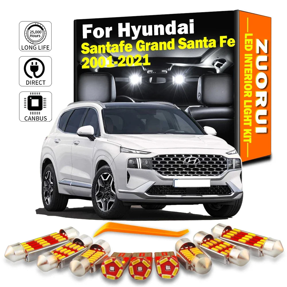 LED Interior Light Kit for Hyundai Santafe Grand Santa Fe 2001- 2018 - Canbus Dome Map Door Trunk Bulbs | AUTOKITSHOP