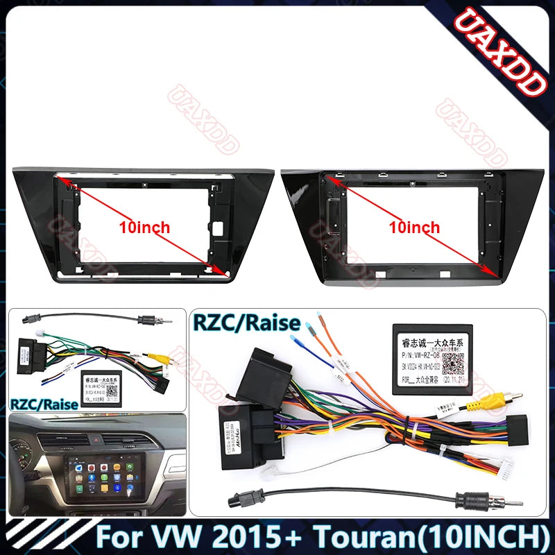 For VW 2015 Touran 10.1 inch UV 2Din Car Radio Plastic Fascias Panel Dashboard Frame Insta