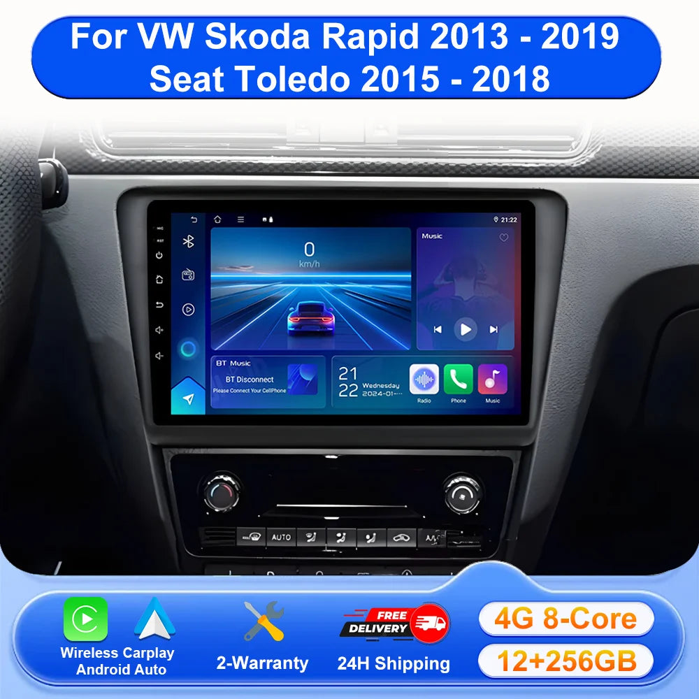 Android 16 Carplay Car Radio For VW Skoda Rapid 2013 2014 2015 2016 2017 2018 2019 Seat To