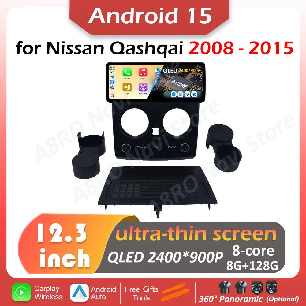 for Nissan Qashqai 2008 2009 2010 2011 2012 2013- 2015 Wireless Carplay 12.3-inch WIFI And | AUTOKITSHOP