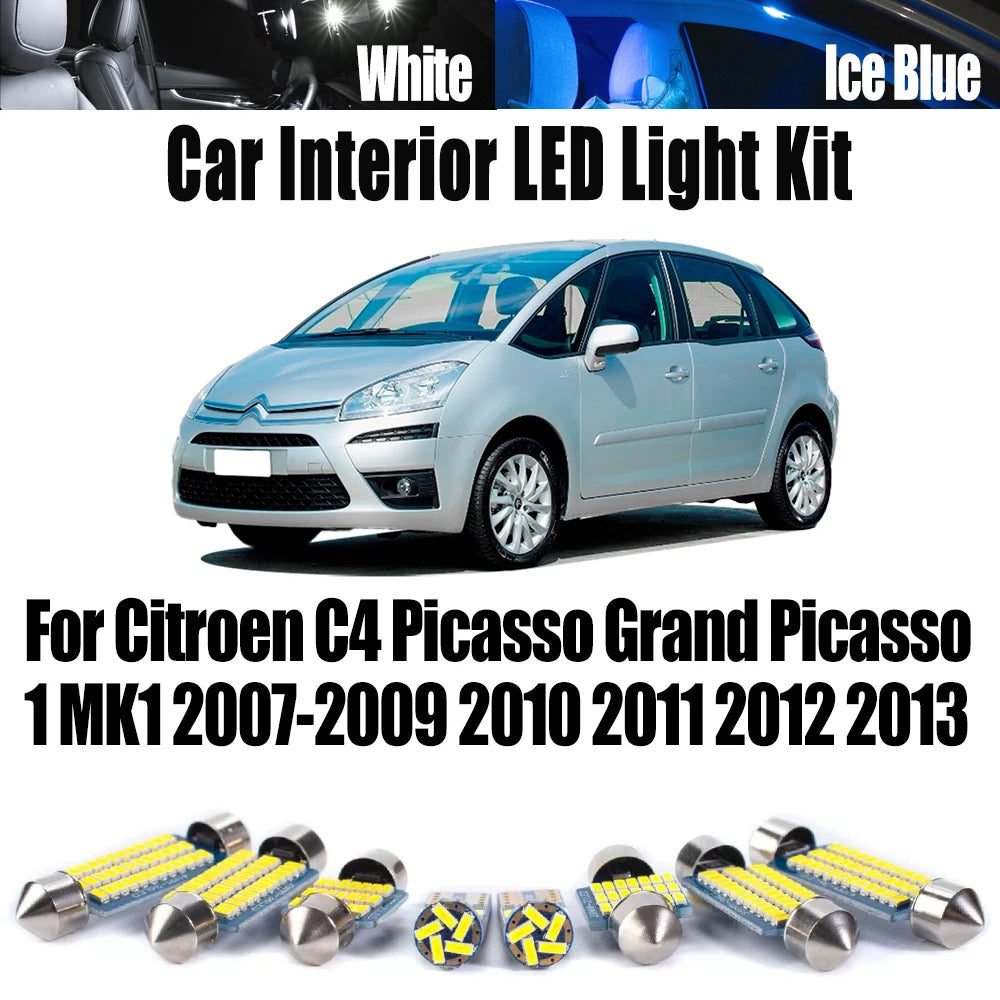 14-Piece LED Interior Light Kit for Citroen C4 Picasso Grand Picasso 1 MK1 - Canbus Error-Free Bulbs | AUTOKITSHOP
