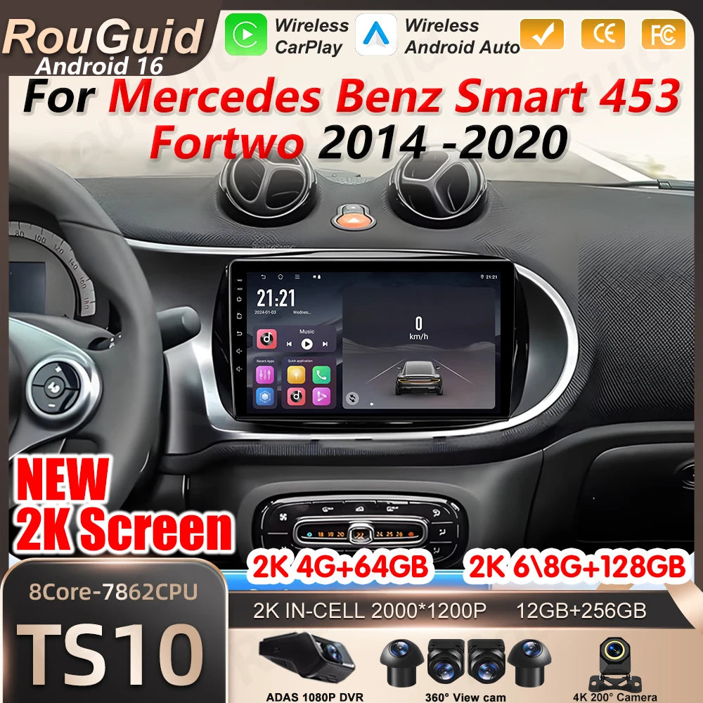 Android Auto Carplay Car Radio For Mercedes Benz Smart 453 Fortwo 2014 2015 2016 2017 2018 | AUTOKITSHOP