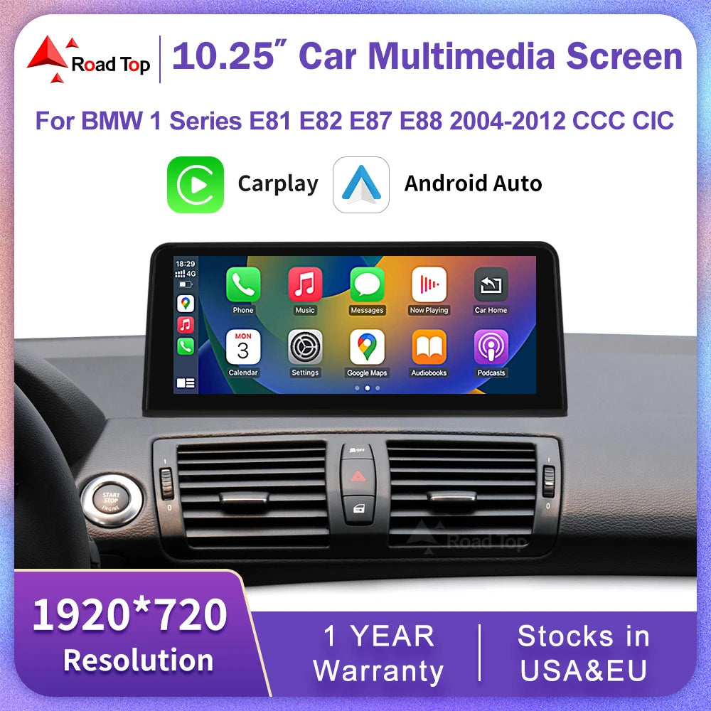10.25" Wireless CarPlay Android Auto Car Multimedia Touch Screen For BMW 1 Series E81 E82  | AUTOKITSHOP