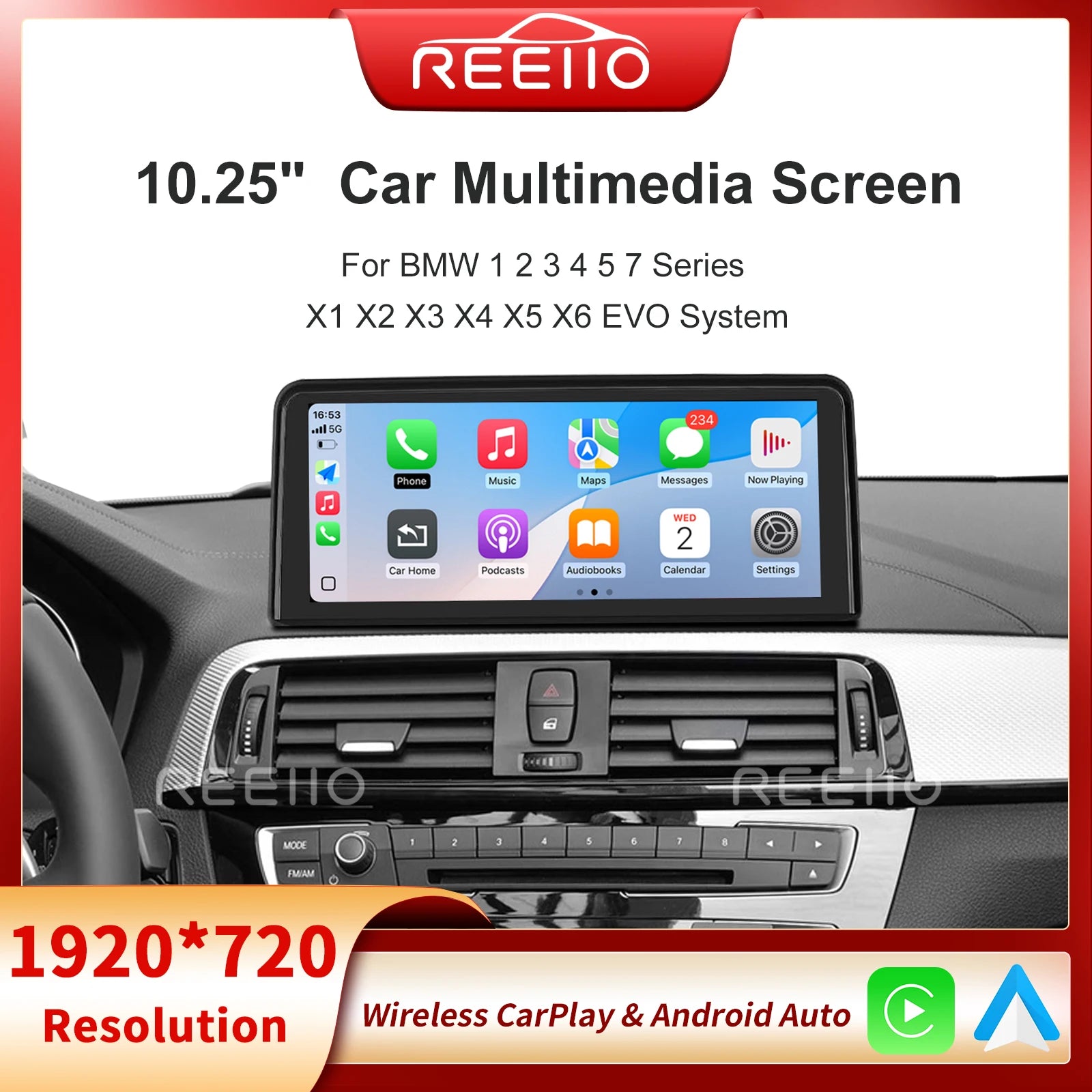 10.25 Wireless CarPlay For BMW EVO ID5/ID6 X1 X3 X5 F16 F86 G01 2017-2019 Android Auto Mul