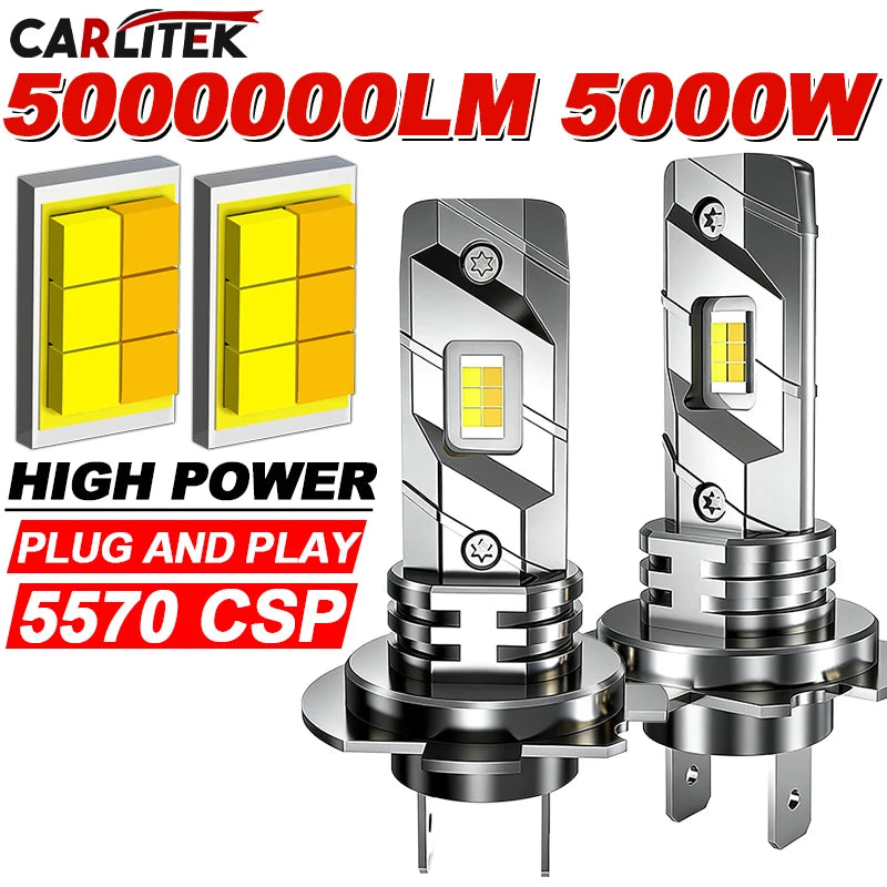 H7 LED Headlight CANBUS CSP Chips 1:1 MINI Size Plug&Play Auto Lamp 3Colors IN 1 3000K 430