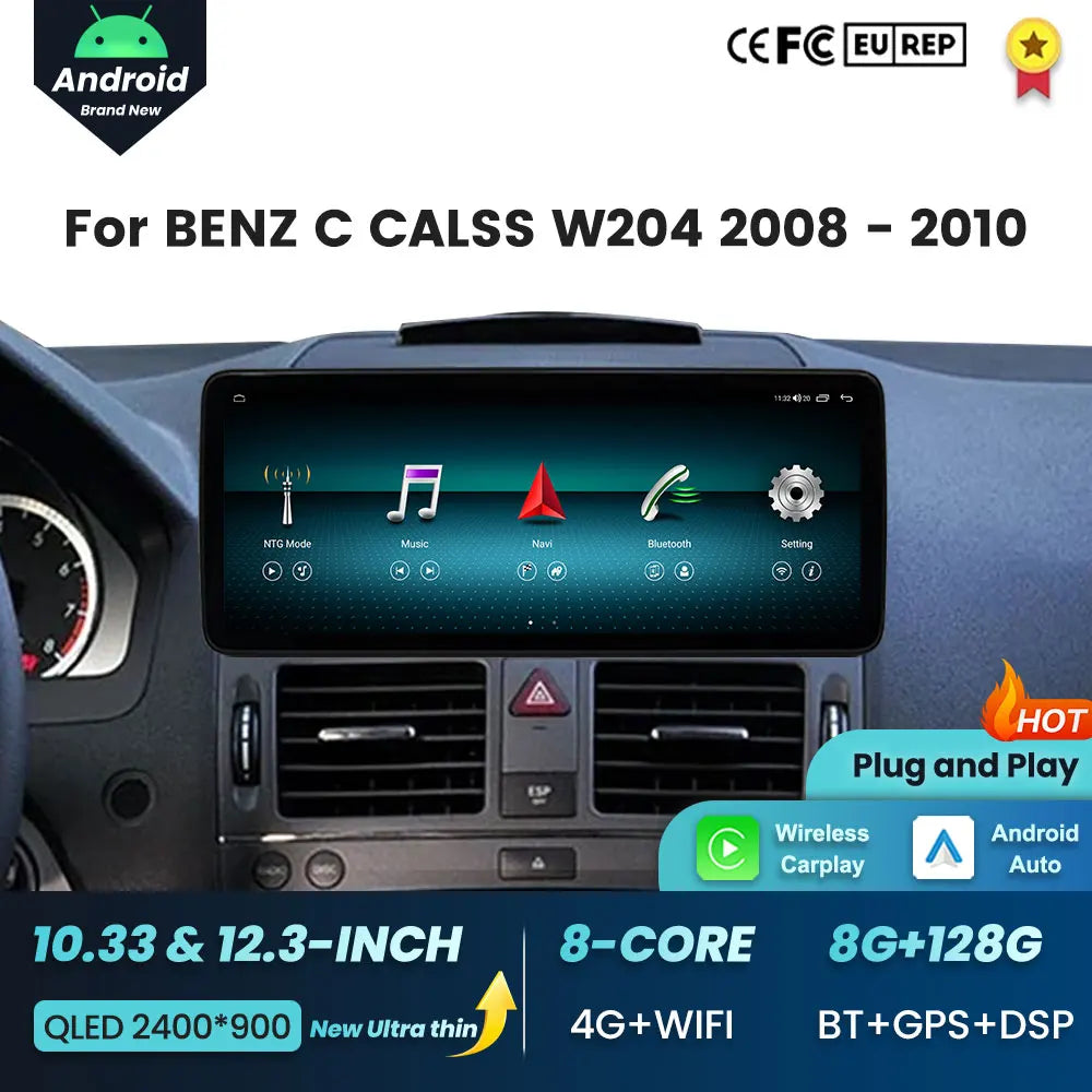 GPS Navi BT FOR BENZ C CALSS W204 2008 2009 - 2010 Wireless Carplay DSP Stereo Android Sys | AUTOKITSHOP