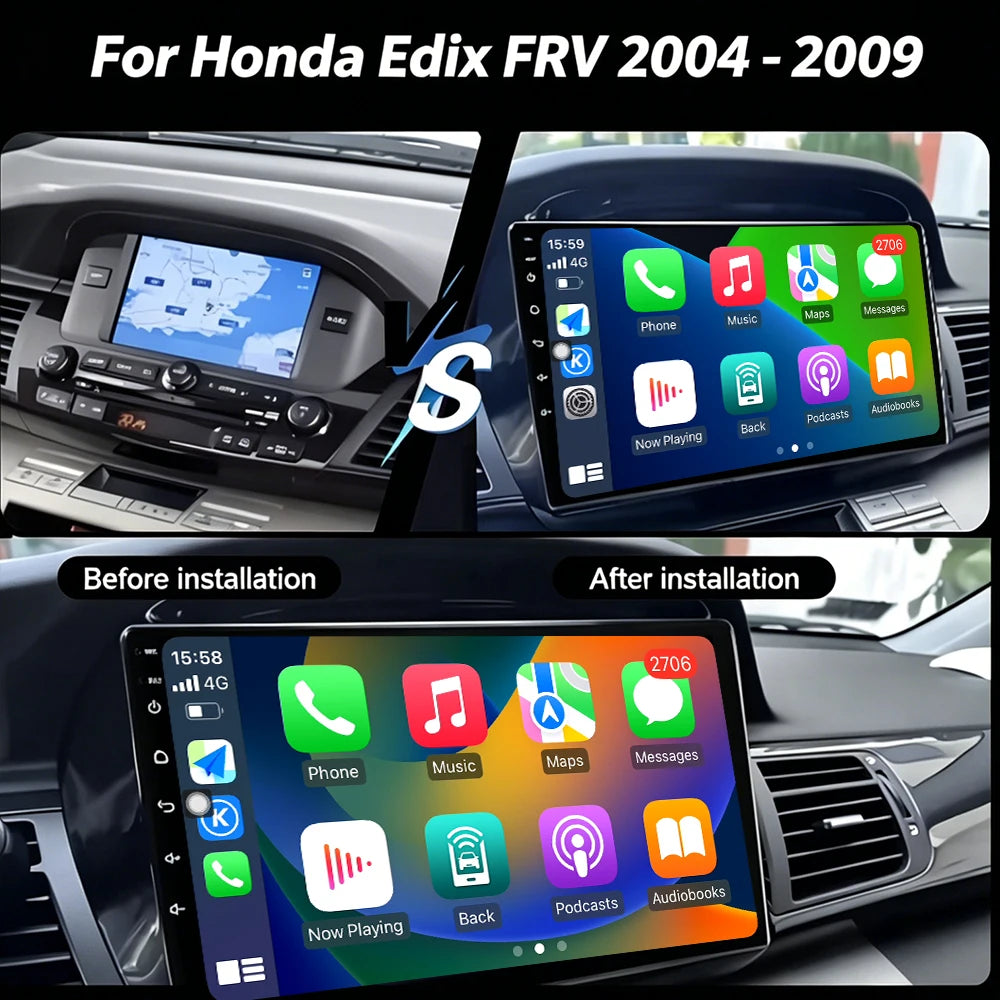 Android 16 For Honda FRV FR-V EDIX 2004-2009 Car Radio Multimedia GPS Navigation Carplay A