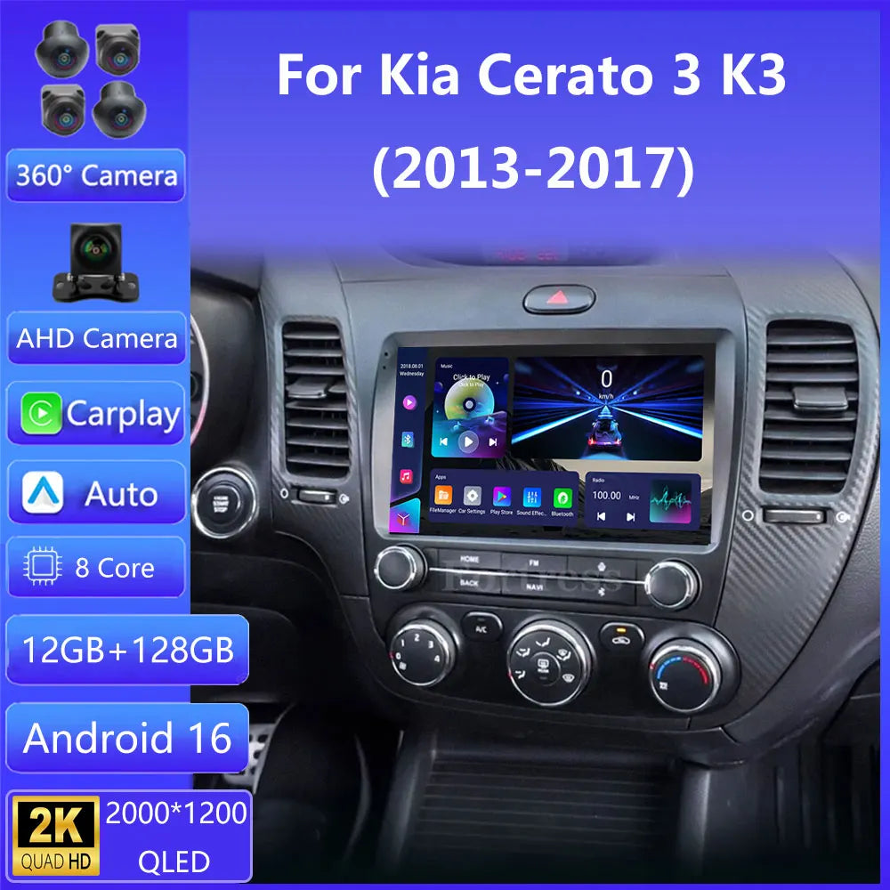 Android 16 For Kia Cerato 3 K3 Forte 2013 2014 2015 2016 2017 2018 Car Auto Radio Multimed