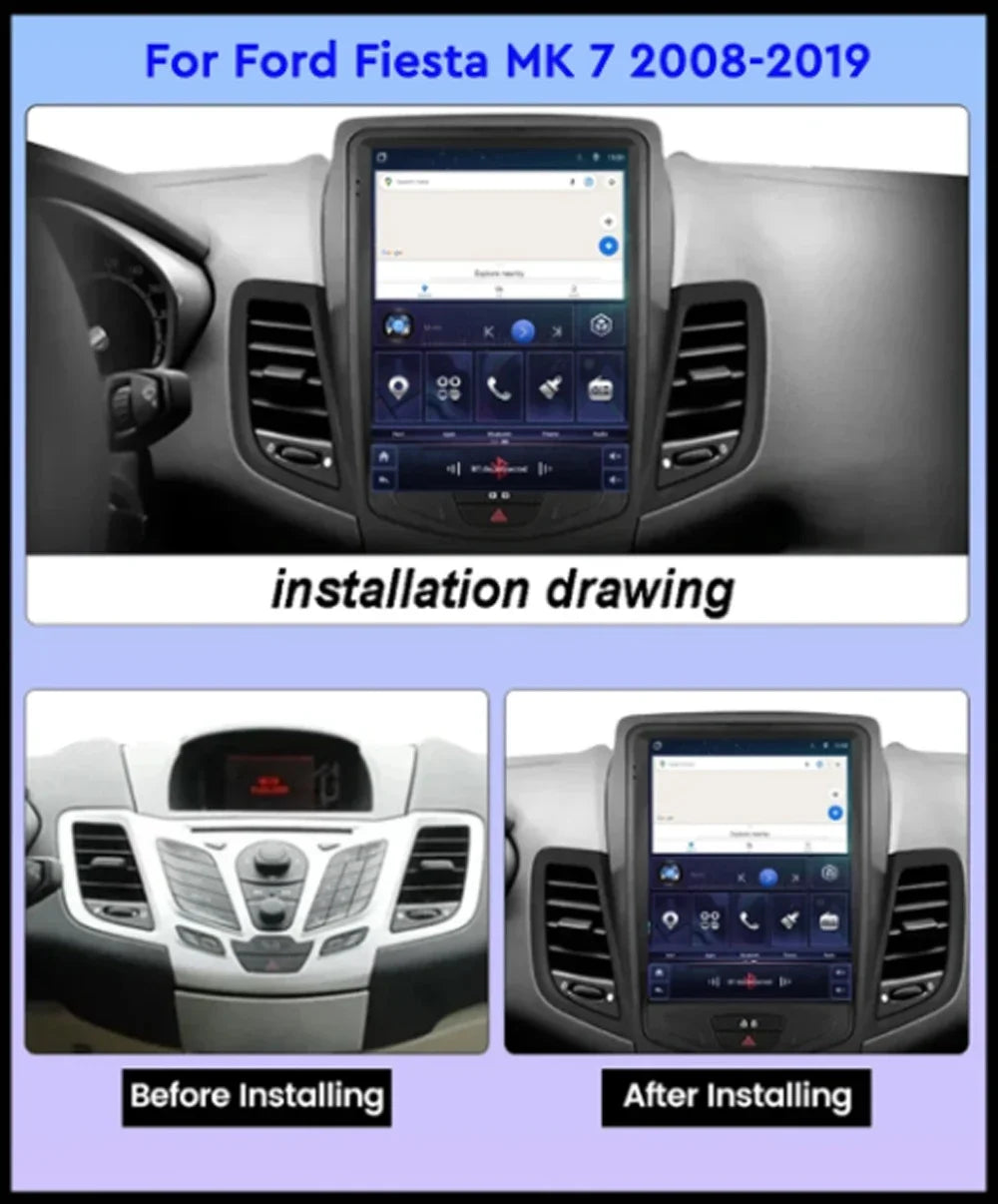 For Ford Fiesta MK6 MK7 2009 - 2017 9.7 inch wireless Carplay Android Car Radio Multimedia