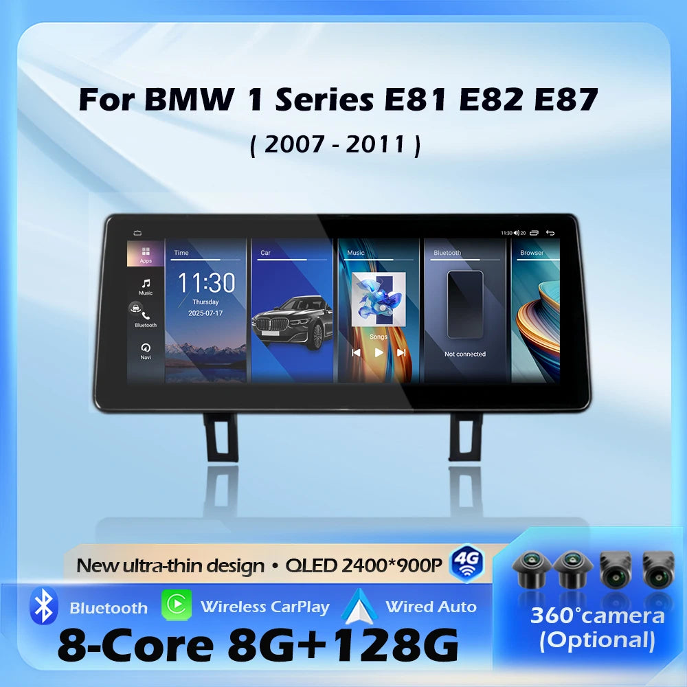 For BMW 1 Series E81 E82 E87 2007 - 2011 CCC CIC System Android 16 Wireless CarPlay Car Ra