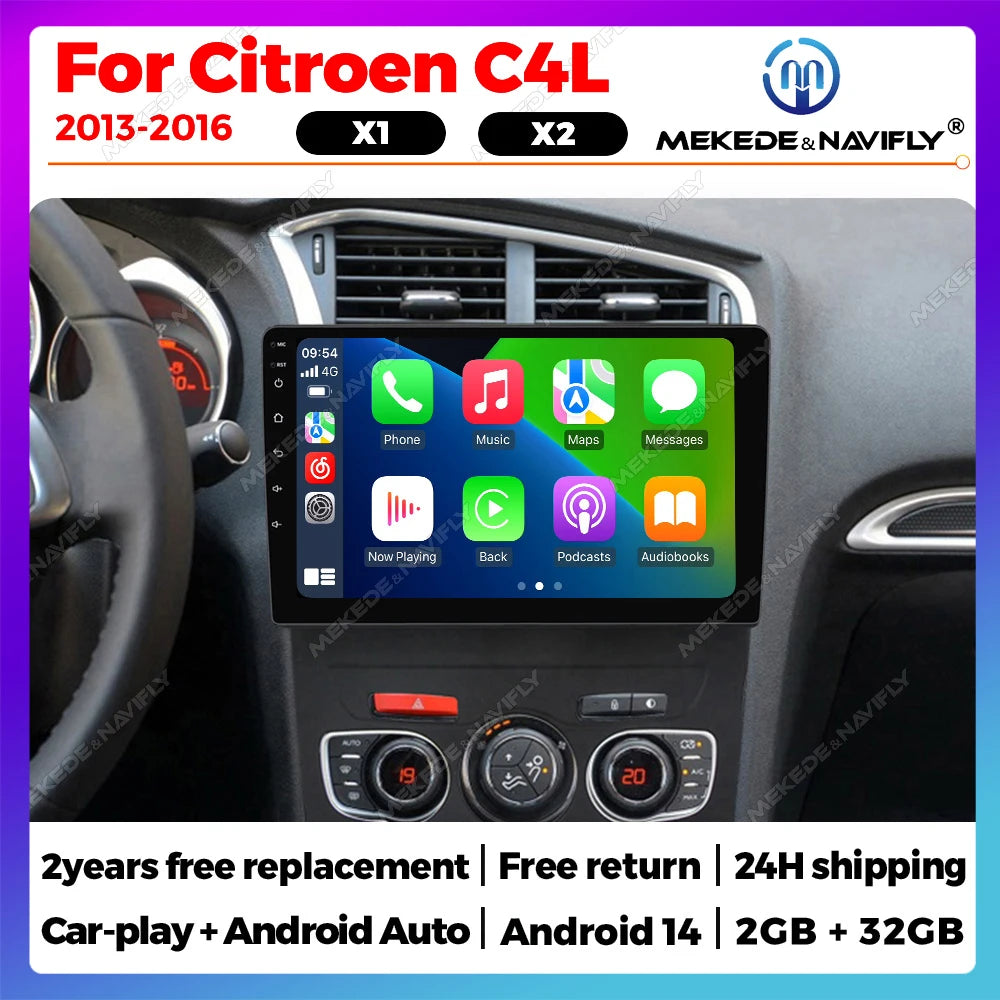 Android 14 Autoradio For Citroen C4 C4L DS4 2012 - 2017 Car Intelligent System Car Radio M