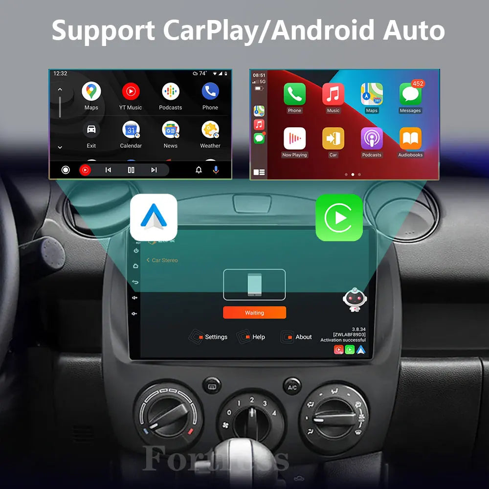 Android 16 Carplay Auto 2K Screen Car Radio Multimedia Player For Mazda 2 2007-2014 WIFI+4