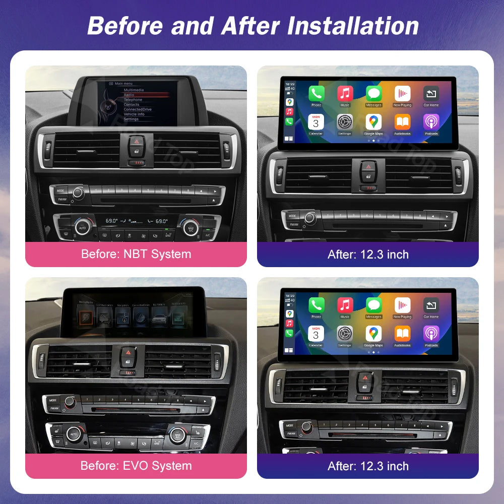 Design Android Auto Touch Screen For BMW 1 2 3 4 Series F20 F21 F30 F31 F36 Wireless Carpl | AUTOKITSHOP