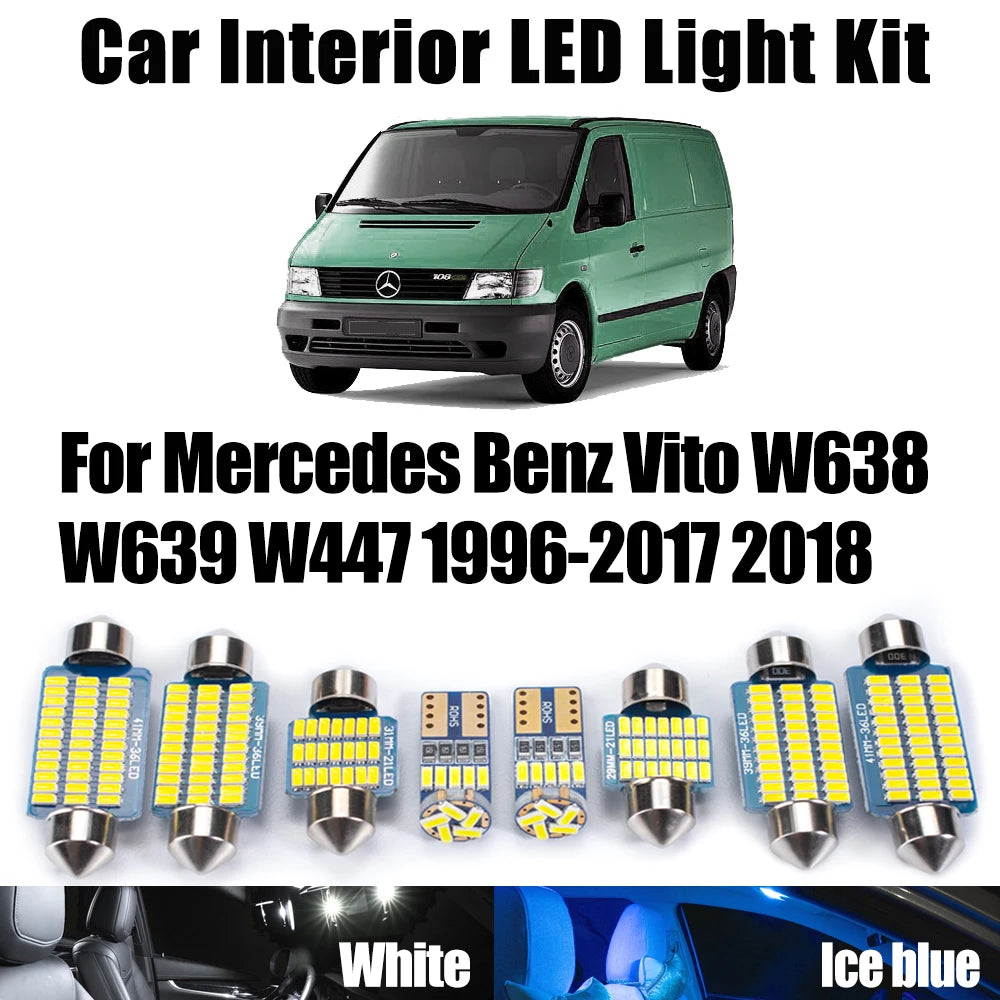 LED Interior Light Kit for Mercedes Benz Vito W638 W639 W447 1996- 2016 - Canbus Dome Map Door Trunk Bulbs | AUTOKITSHOP