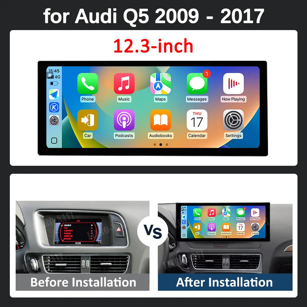 for Audi Q5 2009 - 2017 Car Radio Video Multimedia Player GPS Navigation 2.5D Screen Andro
