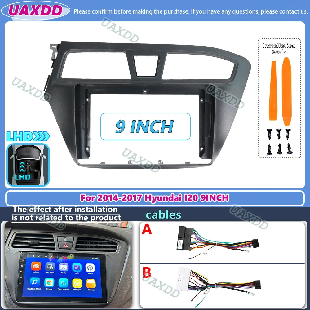 For 2014-2017 Hyundai I20 9INCH lecteur MP5 Android cadre boitier unite principale 2Din ga