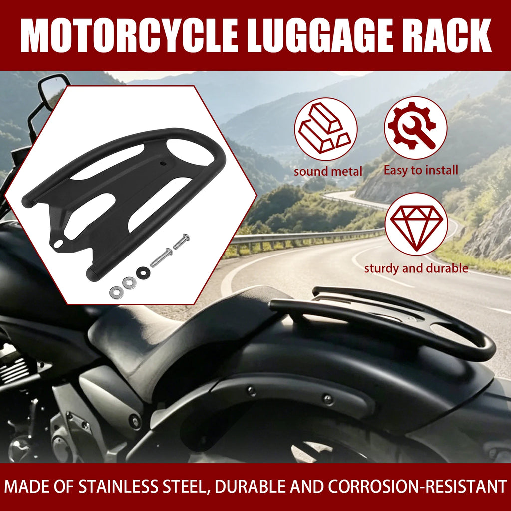 Stainless Steel Motorcycle Rear Solo Luggage Rack Baggage Carrier For Kawasaki Vulcan S ABS SE C - Automotive LED Light