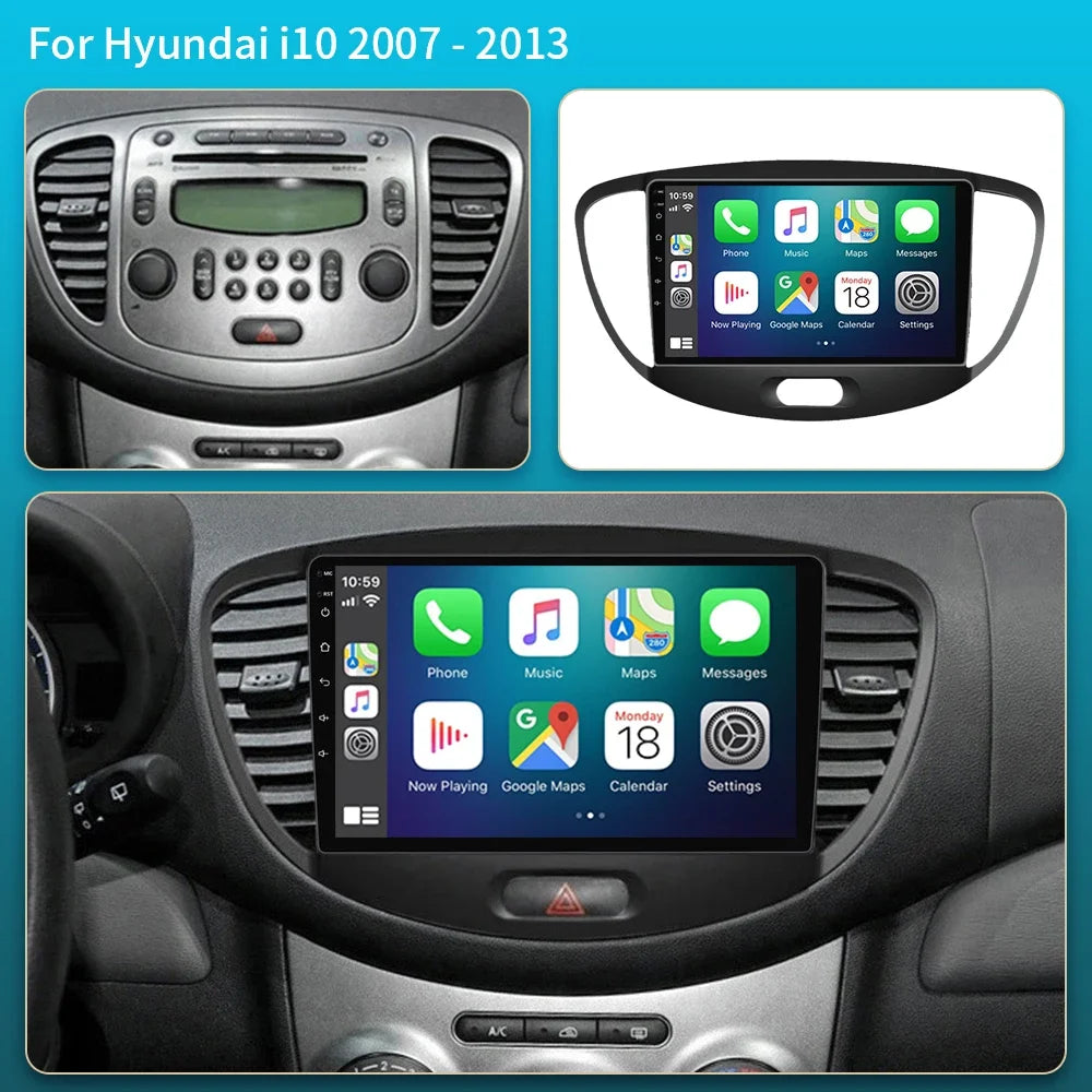 Android 16 For Hyundai i10 2007 2008 2009 2010 2011 2012 2013 Car Radio Stereo Multimedia