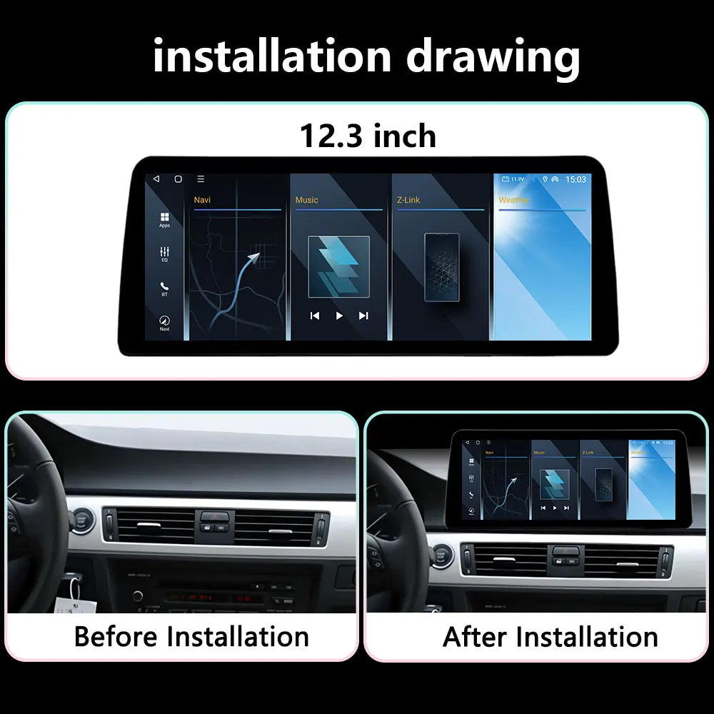 Android AUTO 12.3inch For BMW 3 Series E90 E91 E92 2006- 2021 Wireless Carplay Car Multime