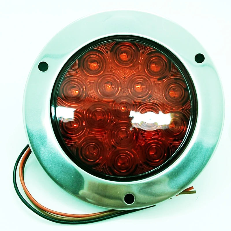 12-24V Red Round Reverse Brake Turn Signal Rear Tail Light 16 LED for Car Truck Trailer RV