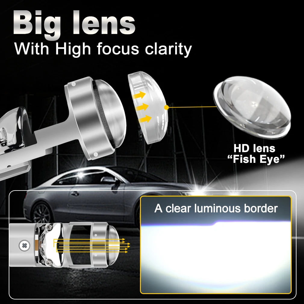 H7 LED Headlight Canbus 100W 20000LM H7 LED Projector Lens Canbus Car Light Bulbs 6500K 12