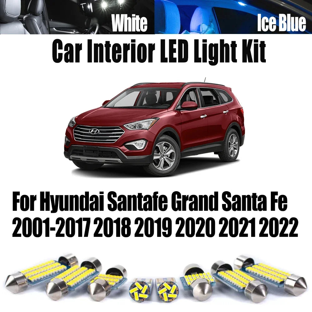 LED Interior Light Kit for Hyundai Santafe Grand Santa Fe 2001- 2018 - Canbus Dome Map Door Trunk Bulbs | AUTOKITSHOP