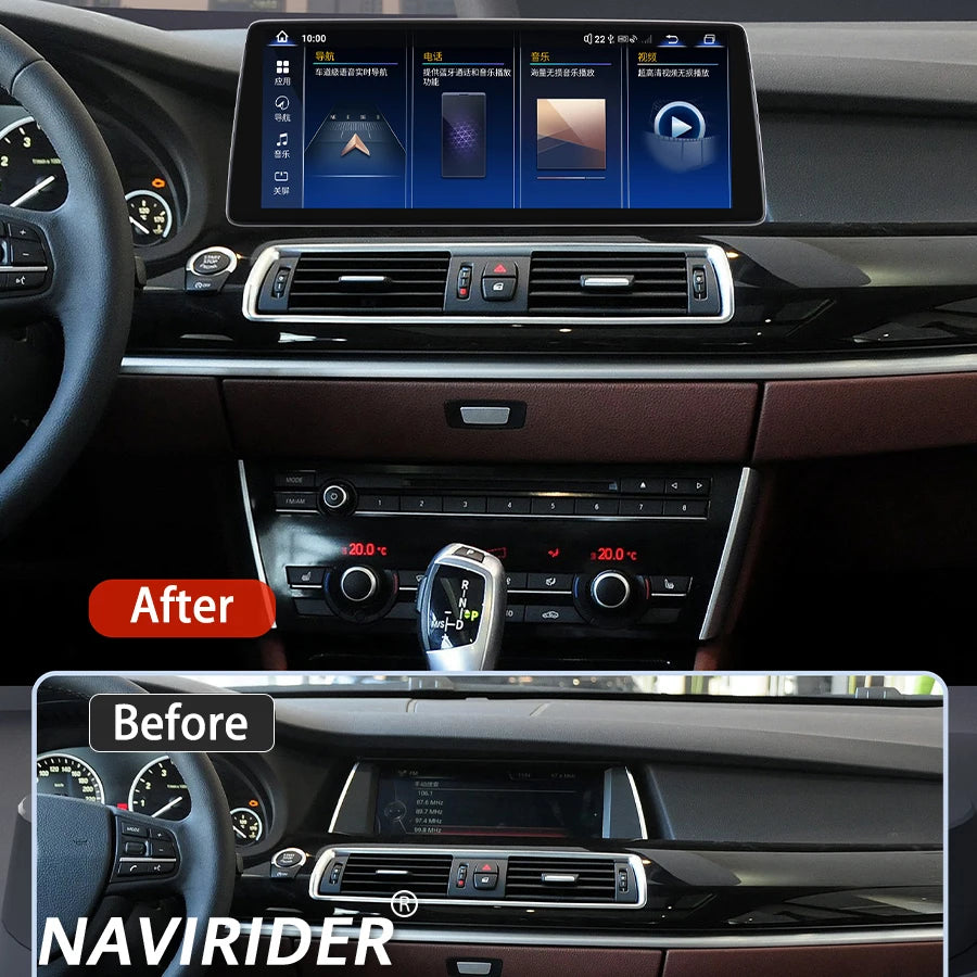 Navirider BT CarPlay Navi Car Multimedia Video Player HU Android 14 For BMW 5 Series GT F0