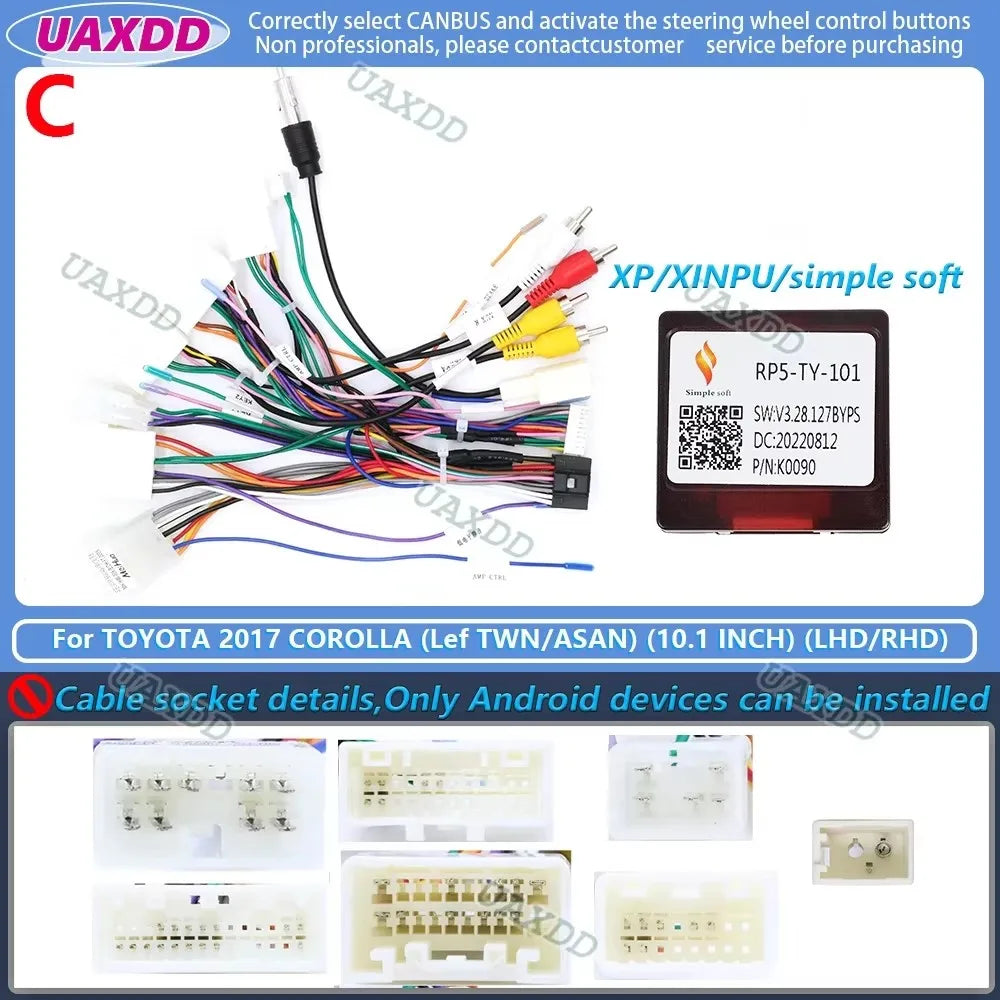 For 2017-2019 Toyota Corolla Levin 10.1INCH Car Android frame panel fascia cable video har