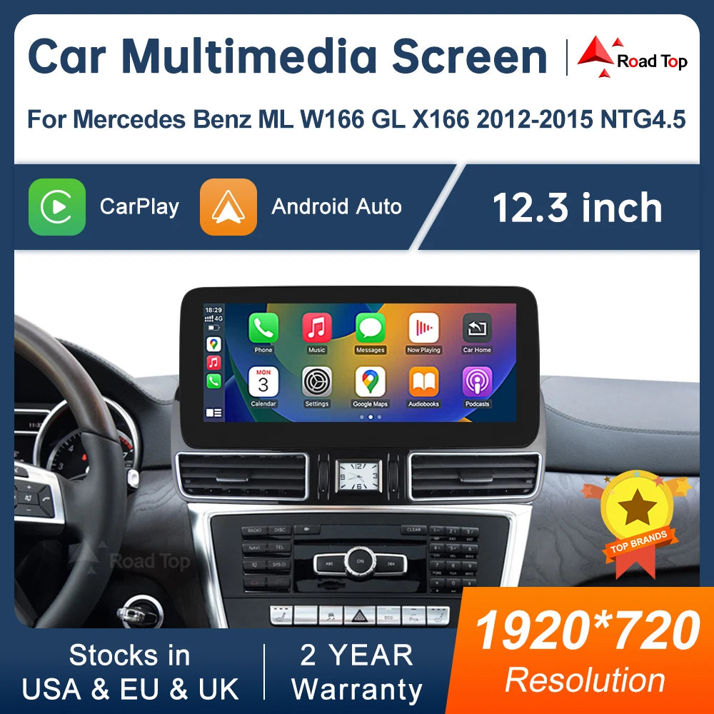 12.3'' Multimedia Display For BenzML W166 GL X166 GLE GLS 2012-2018 Touch Screen Wireless  | AUTOKITSHOP