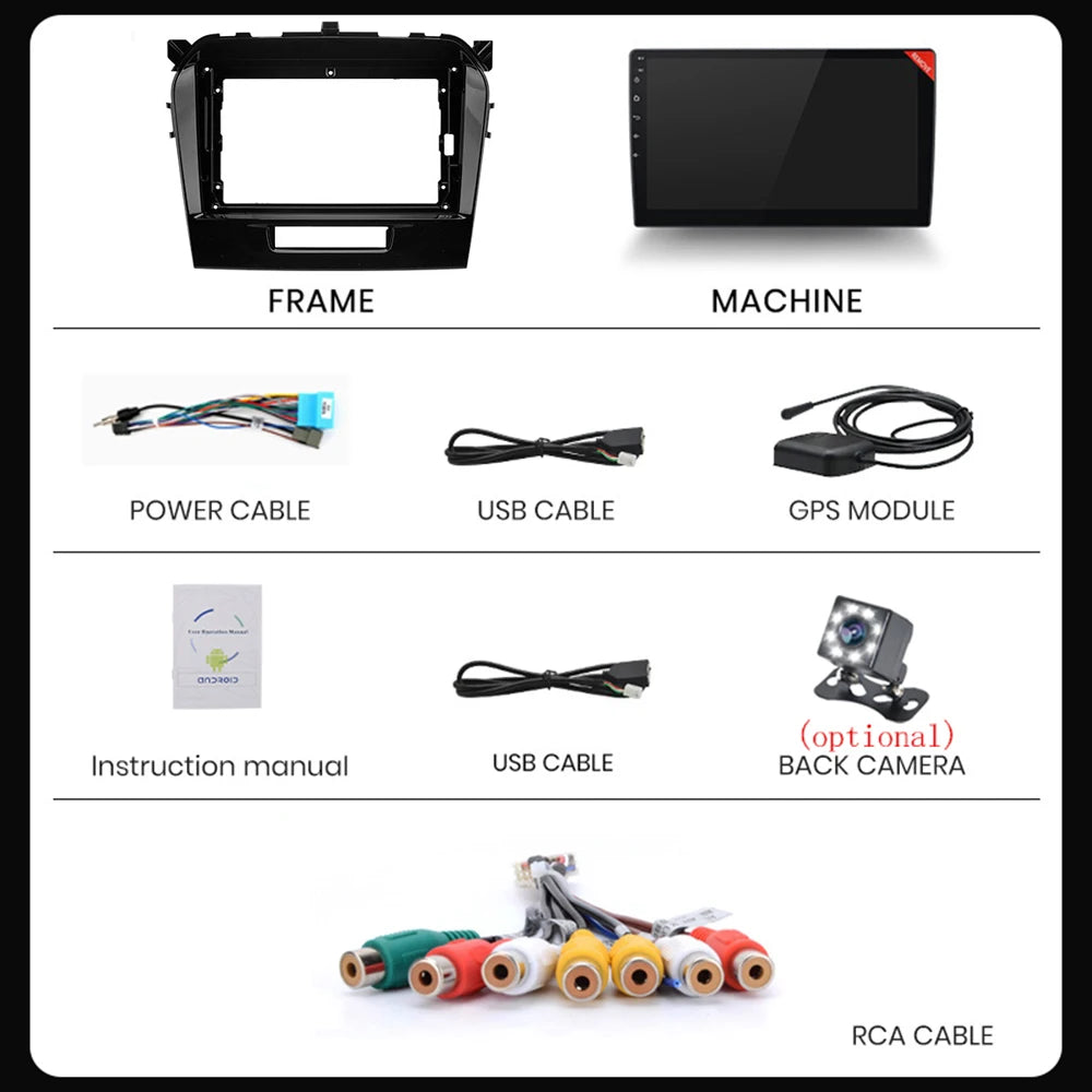 Android 13 For Suzuki Vitara 4 2015 - 2022 Car Radio Stereo Multimedia Navigation GPS Vide