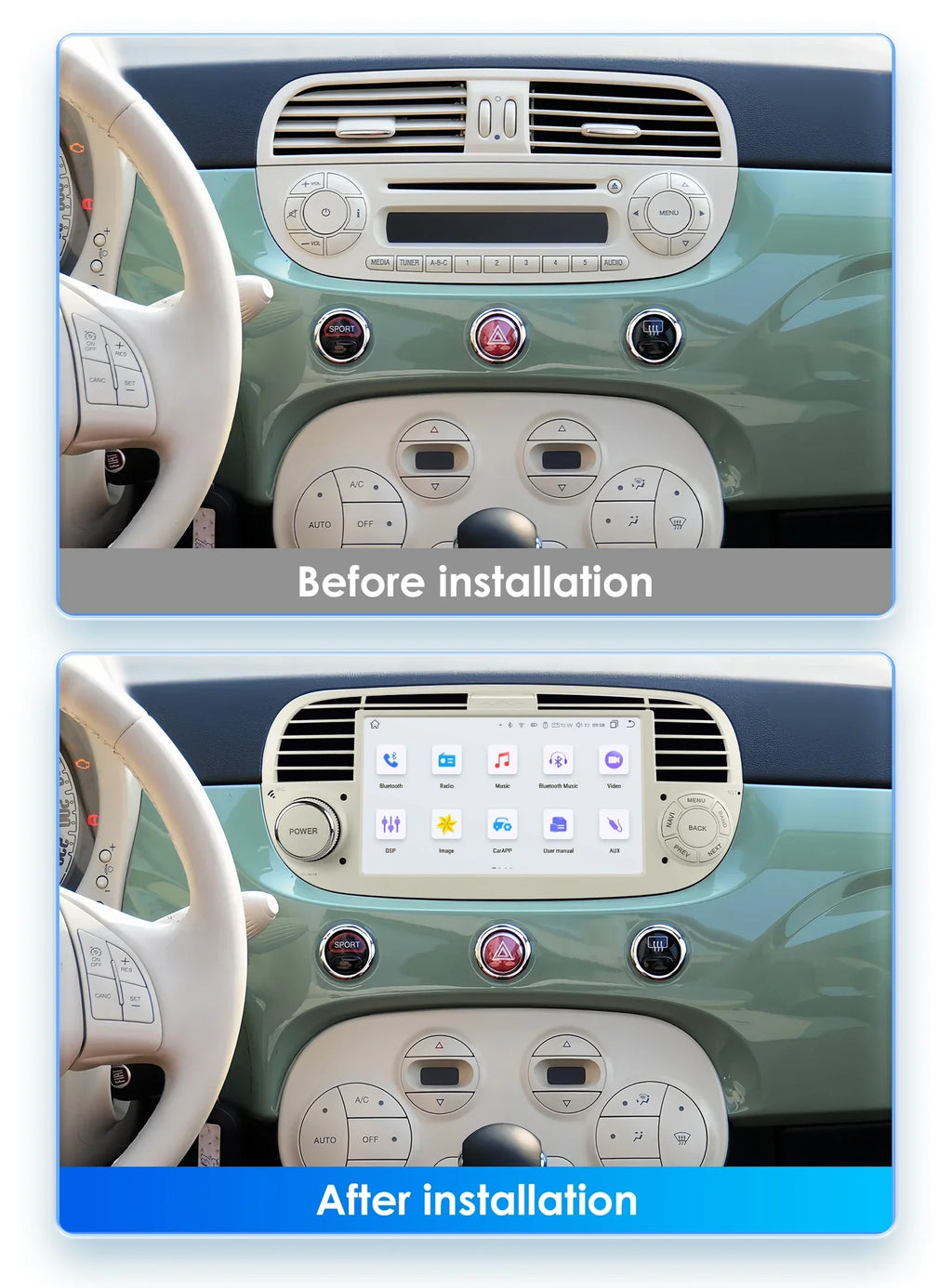Android auto Car Radio Player For FIAT 500 Abarth 2007-2015 Multimedia GPS Navigation auto