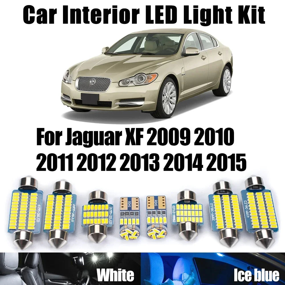 13-Piece LED Interior Light Kit for Jaguar XF 2011-2014 - Canbus Dome Map Door Trunk Bulbs | AUTOKITSHOP