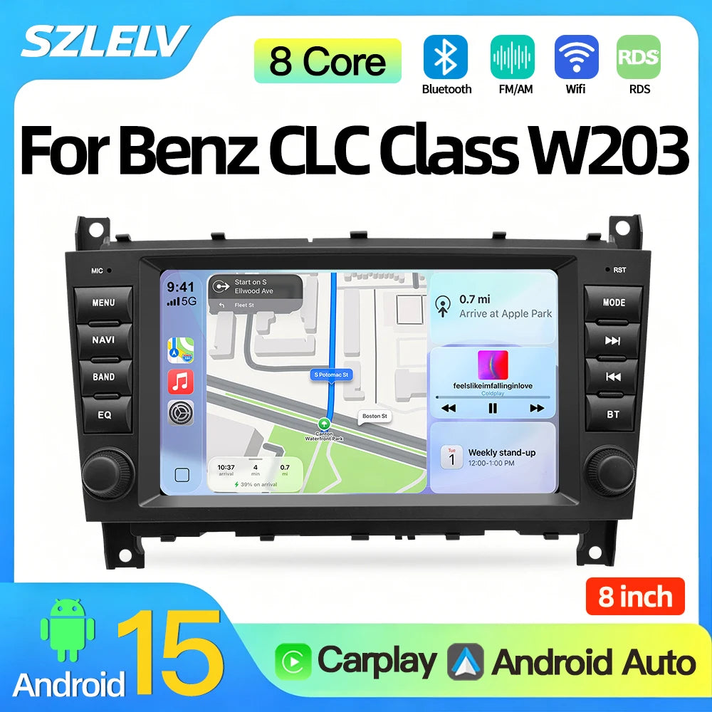 SZLELV 8inch Android Auto Car Radio For Mercedes Benz CLC Class W203 CLK W209 Multimedia P