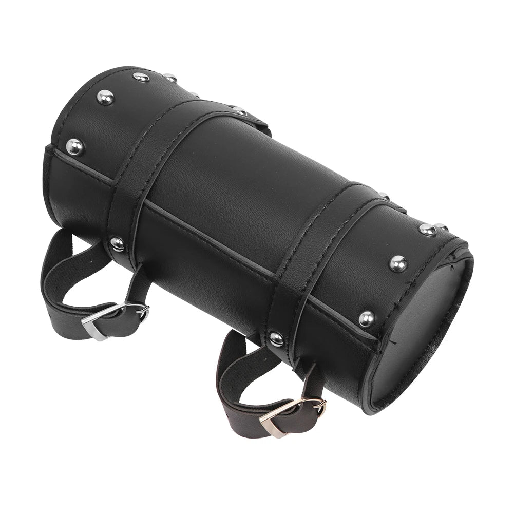 Motorcycle Universal Fork Bag Leather Saddlebags Tool Bag Storage Pouch Waterproof for Harley Sp - Automotive LED Light