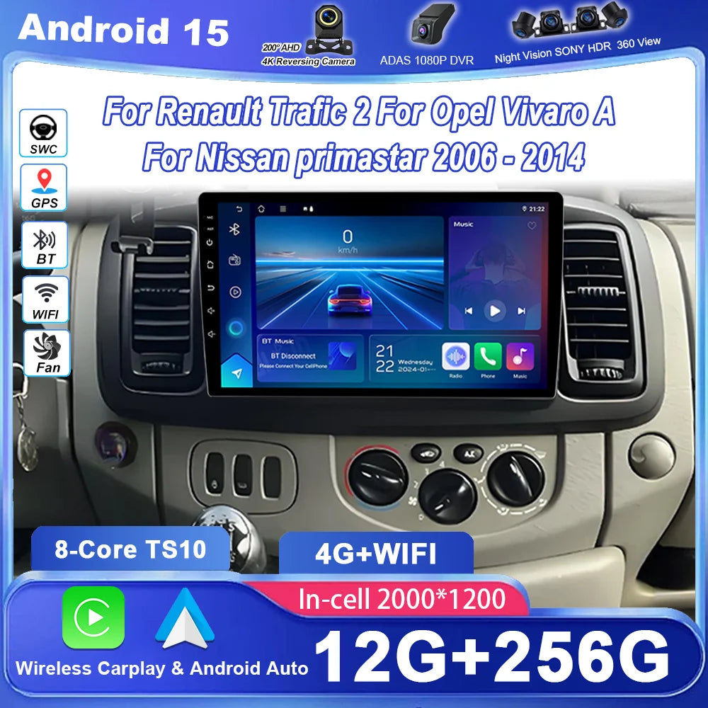 Android Car Radio For Renault Trafic 2 For Opel Vivaro A For Nissan primastar 2006 - 2014