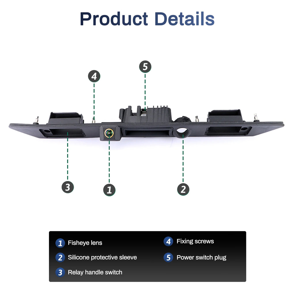 CCD AHD 1080P 170°CVBSCar Rear Trunk Handle Camera For Audi A3 A4 A5 A6 B6 A6L S6 B7 A8 A8