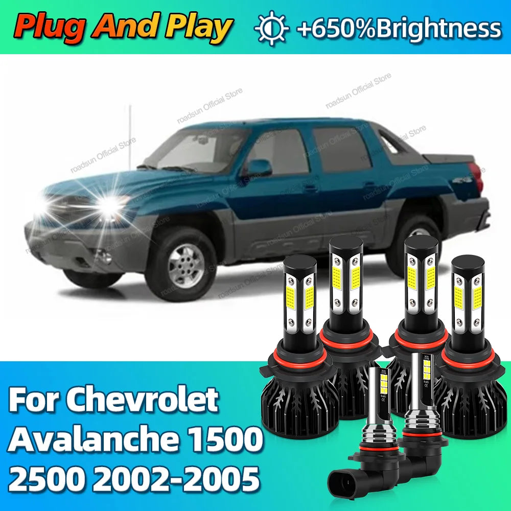 2/6Pcs 180W Car Headlight HB3 HB4 Auto LED Lamp Fog Light Bulb 9145 6000K For Chevrolet Av